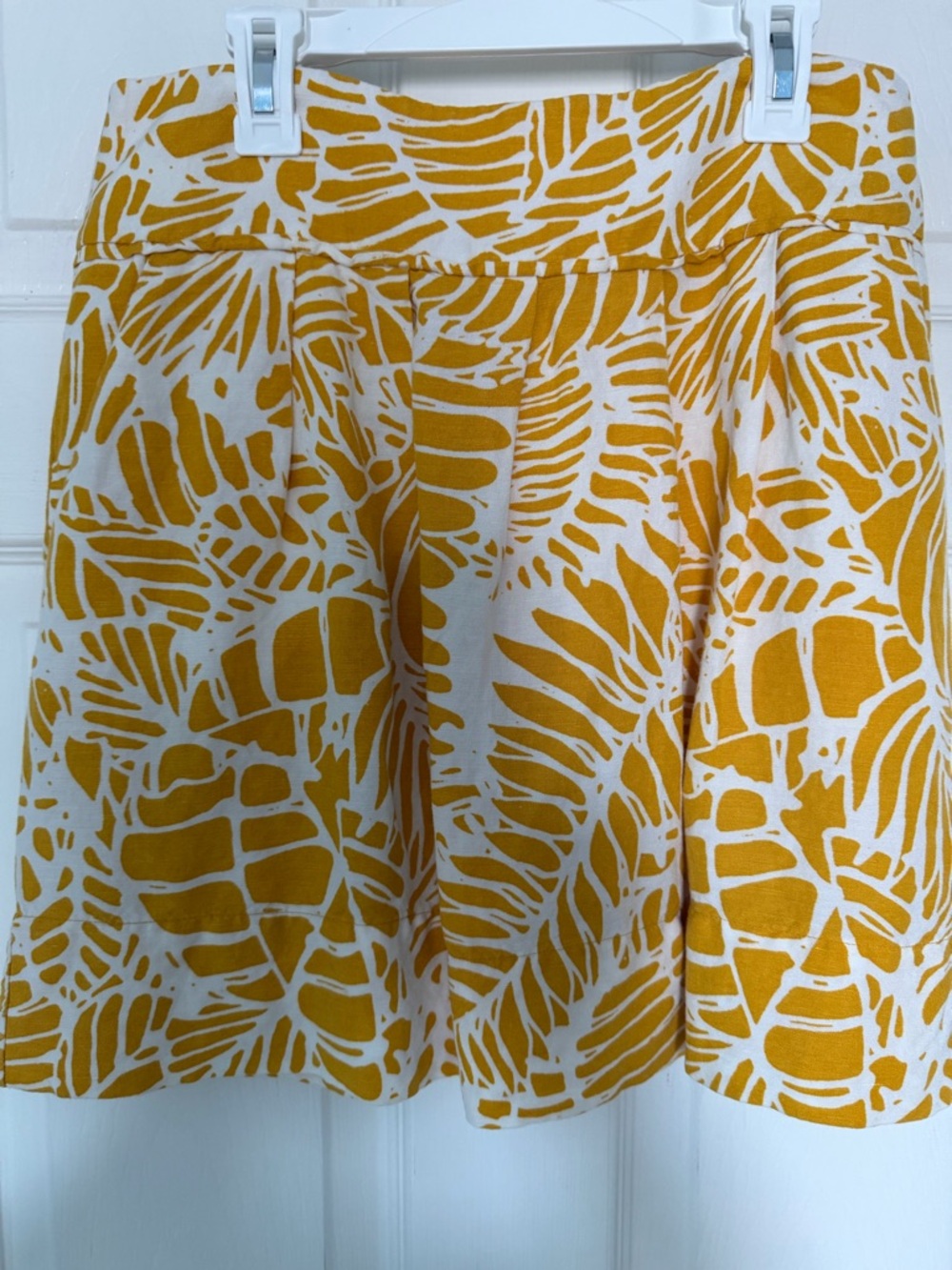 LOFT Yellow and White Printed Skirt